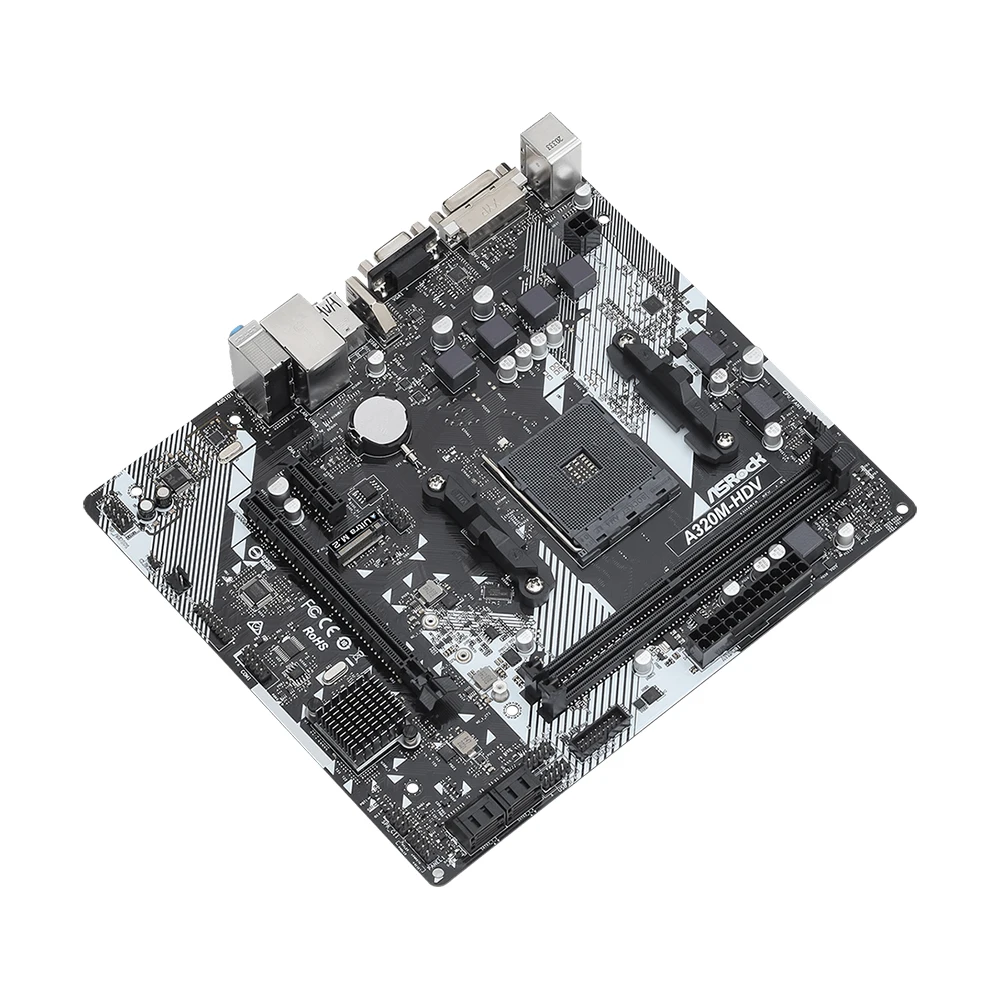 Placa base ASROCK A320M-HDV compatible con AMD Ryzen 5 5600 Ryzen 7 5700X3D DDR4 3200+(OC) NVME M.2 interfaz PCIe 3,0 AM4 placa base - imagen 2