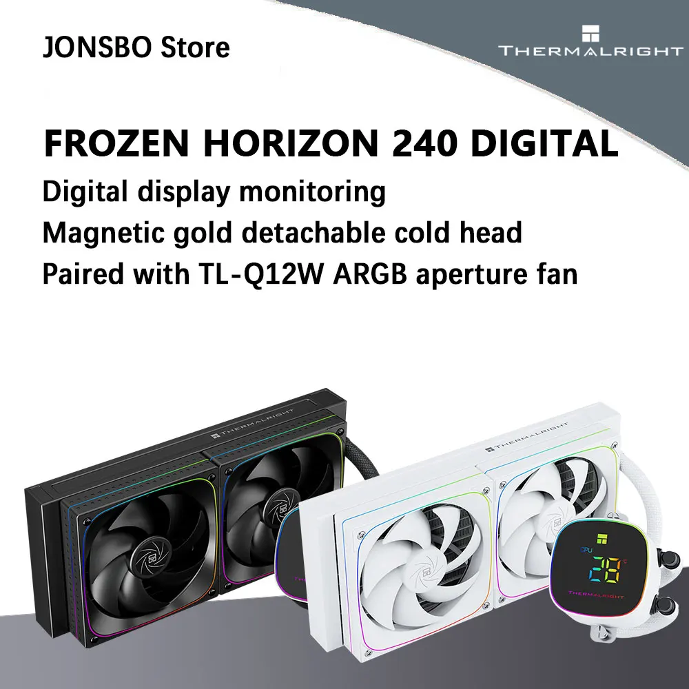 Thermalright FROZEN HORIZON 240 Versión de pantalla digital Cabezal frío desmontable de metal magnético Soporte de ventilador de alto rendimiento LGA1851