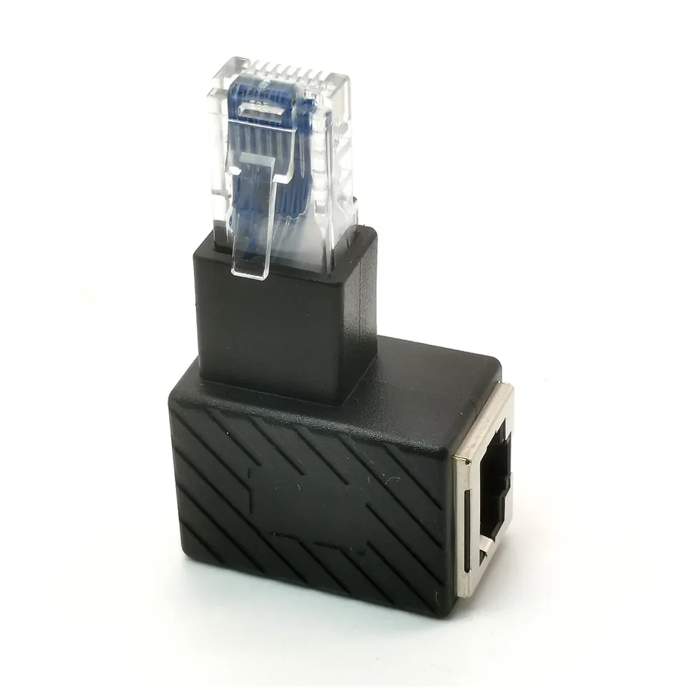 Adaptador Ethernet de ángulo recto arriba y abajo izquierdo, adaptador Ethernet hembra de 90 grados y 270 grados RJ45 8P8C a macho 8P8C - imagen 5