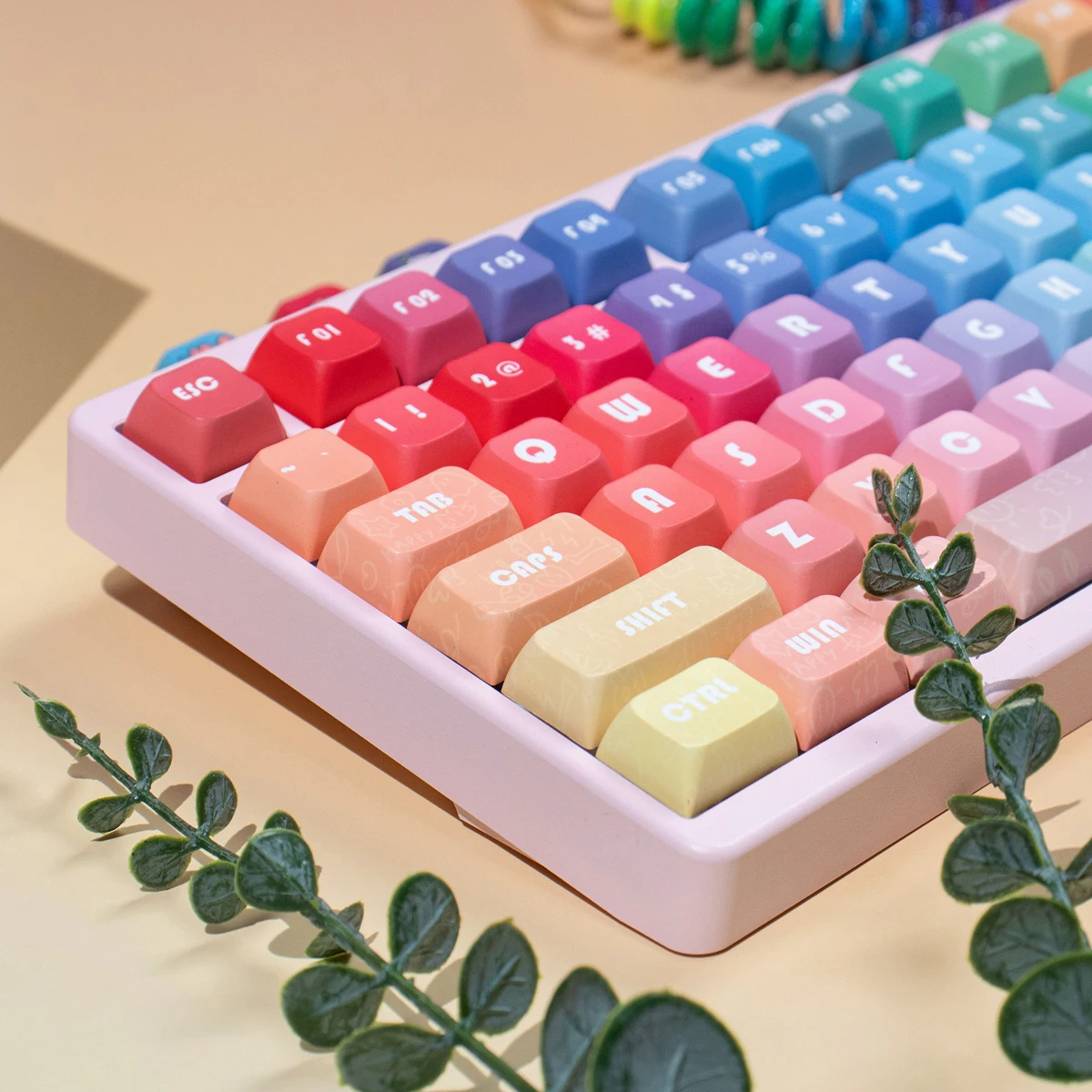132 teclas gradiente Arco Iris XDA altura Keycap PBT sublimación de tinte tapas de teclas coloridas para teclado mecánico de eje magnético Madlions - imagen 4