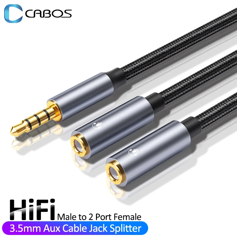 Cable auxiliar para auriculares de 3,5mm, divisor de Cable de Audio macho a 2 puertos, adaptador auxiliar hembra de 3,5mm para TV, PS4, Xiaomi, ordenador portátil