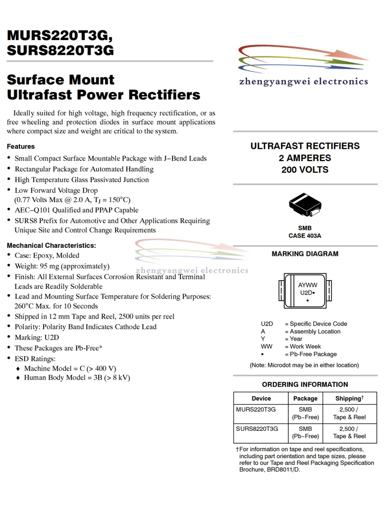 10 Uds SMB MURS110T3G U1B MURS120T3G U1D MURS140T3G U1G MURS160T3G U1J MURS220T3G U2D MURS230T3G U2F MURS240T3G U2G MURS260T3G - imagen 5