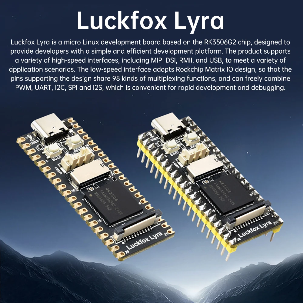 Luckfox Lyra/Luckfox Lyra B Luckfox RK3506G2 Mini Linux Placa de desarrollo inteligente Módulo de Cortex-A7 de brazo de procesador de tres núcleos - imagen 3