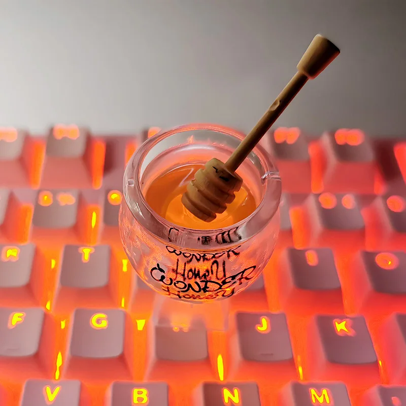 Teclado mecánico personalizado translúcido 3D Candy Jar Honey Punk Girl, lindo teclado blanco R4, decoración única - imagen 3
