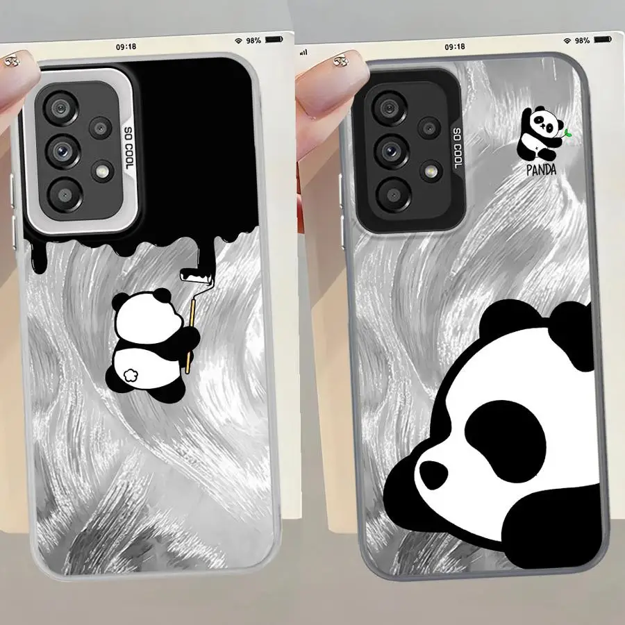 Funda trasera de teléfono para Samsung Galaxy S23 Note 20 Ultra S24 FE S21 S22 S23 S25 S20 Plus Panda de dibujos animados
