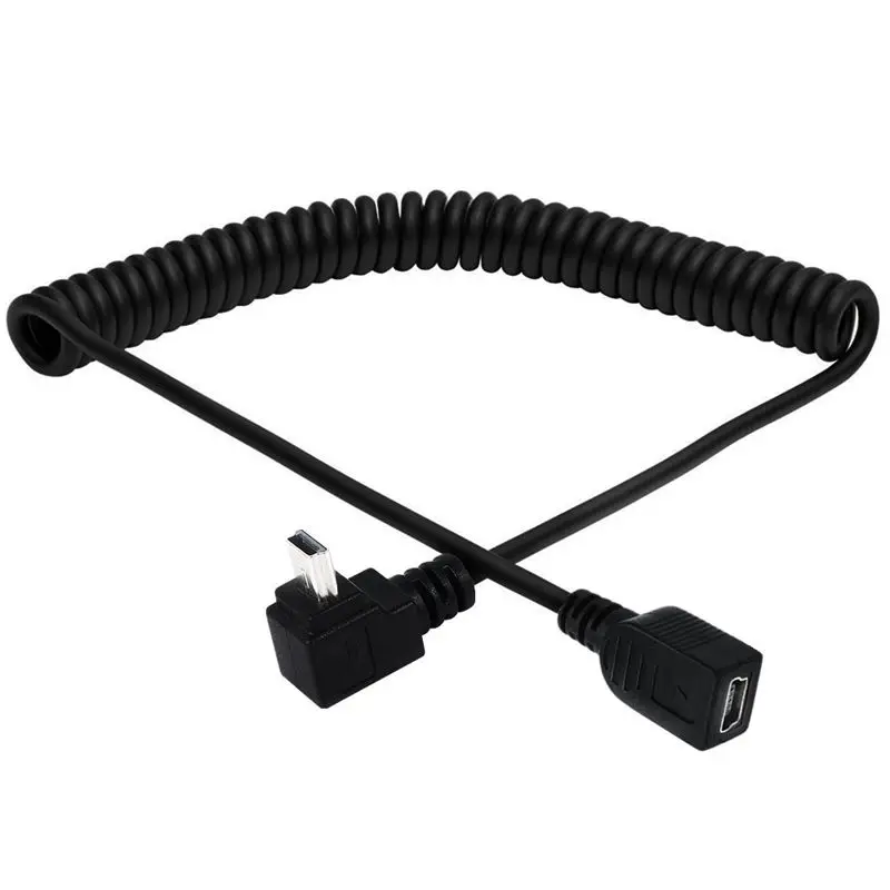 1,5 m Mini 5P Cable de resorte USB 2,0 disco duro cámara Digital Cable de datos de teléfono puerto en forma de T Mini 5P macho a hembra - imagen 4