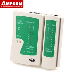 AMPCOM Probador de cable de red RJ45 - Cat5/6/7, 8P/6P y RJ11 portatil