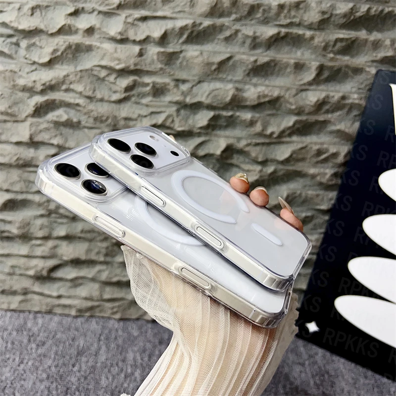 Funda de carga inalámbrica magnética Magsafe transparente para iPhone 17 16 15 14 Plus 13 12 mini 11 Pro Max 16e iPhone 17 air Cover - imagen 4