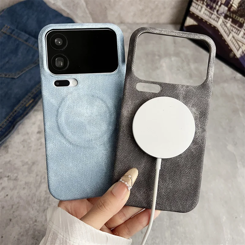 Tela vaquera mate sin marco, carga inalámbrica magnética para funda Magsafe para Xiaomi Mi 17 15 14 Pro Max 15Ultra dura