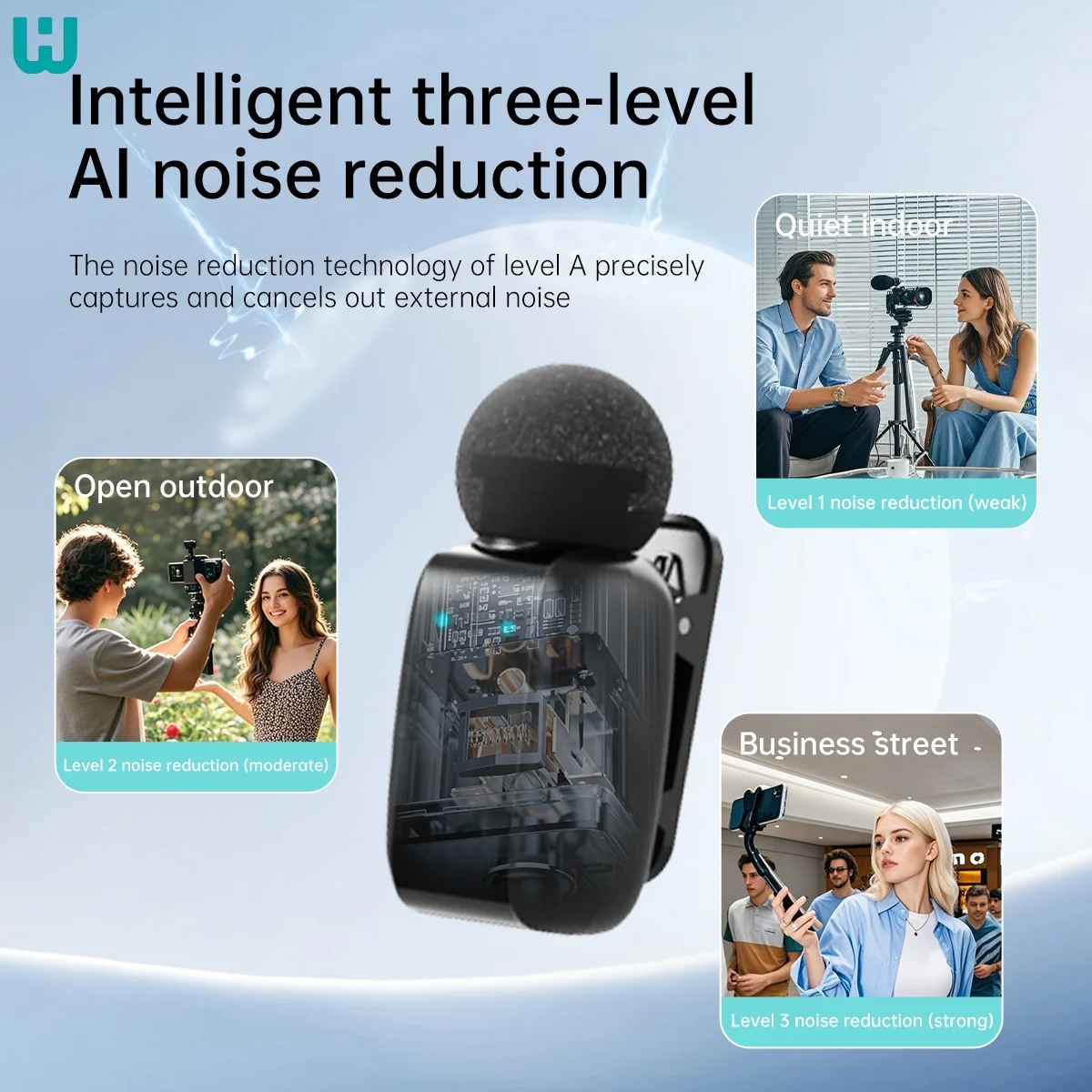 Micrófono lavalier inalámbrico, grabación ultra clara, reducción de ruido inteligente al aire libre, adecuado para entrevistas Vlog en vivo - imagen 4