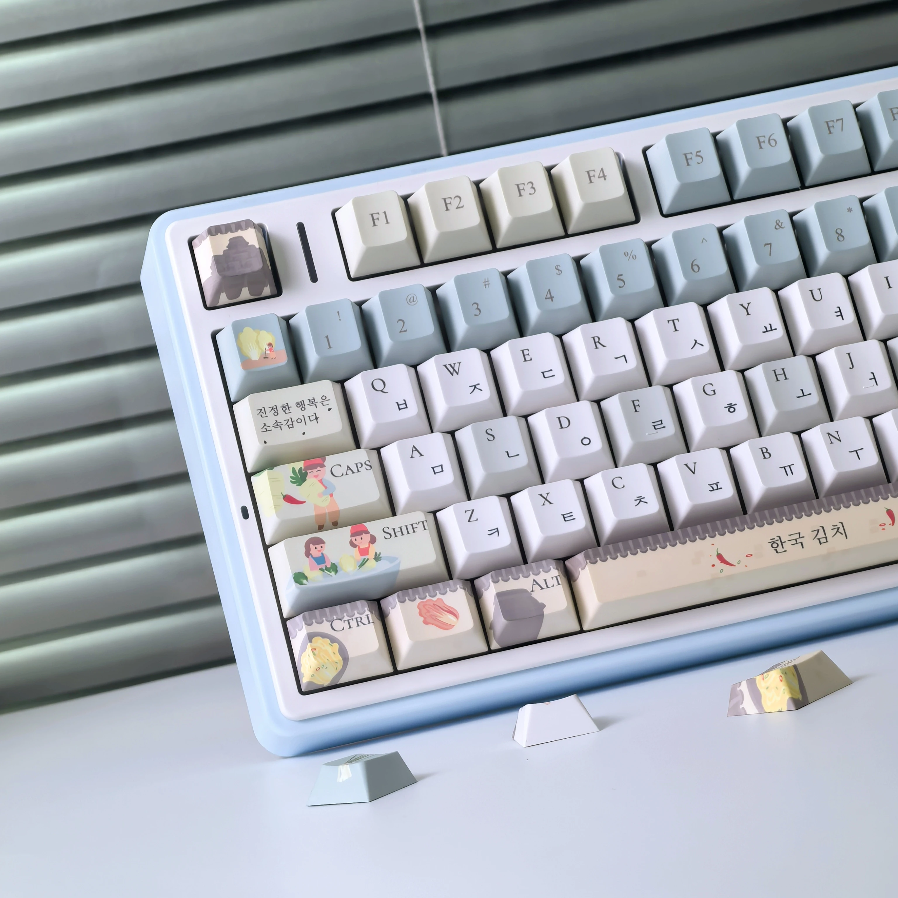 Teclas coreanas Kimchi Morandi Color cultura coreana diseño Iso/Ansi para teclado Aula F75/F99 teclas personalizadas