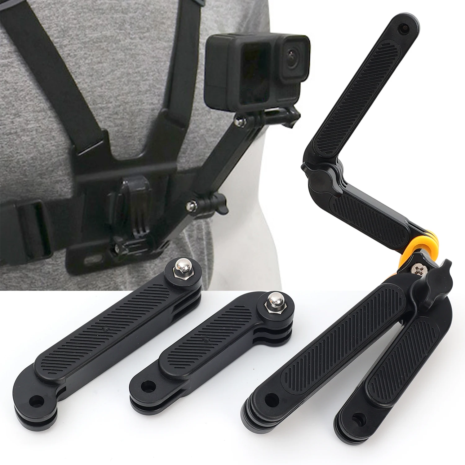 Kit de montaje de brazo pivotante de extensión de cámara Universal para GoPro Hero 13 12 11 DJI Action 5 Pro 4 adaptadores de juntas rectas ajustables