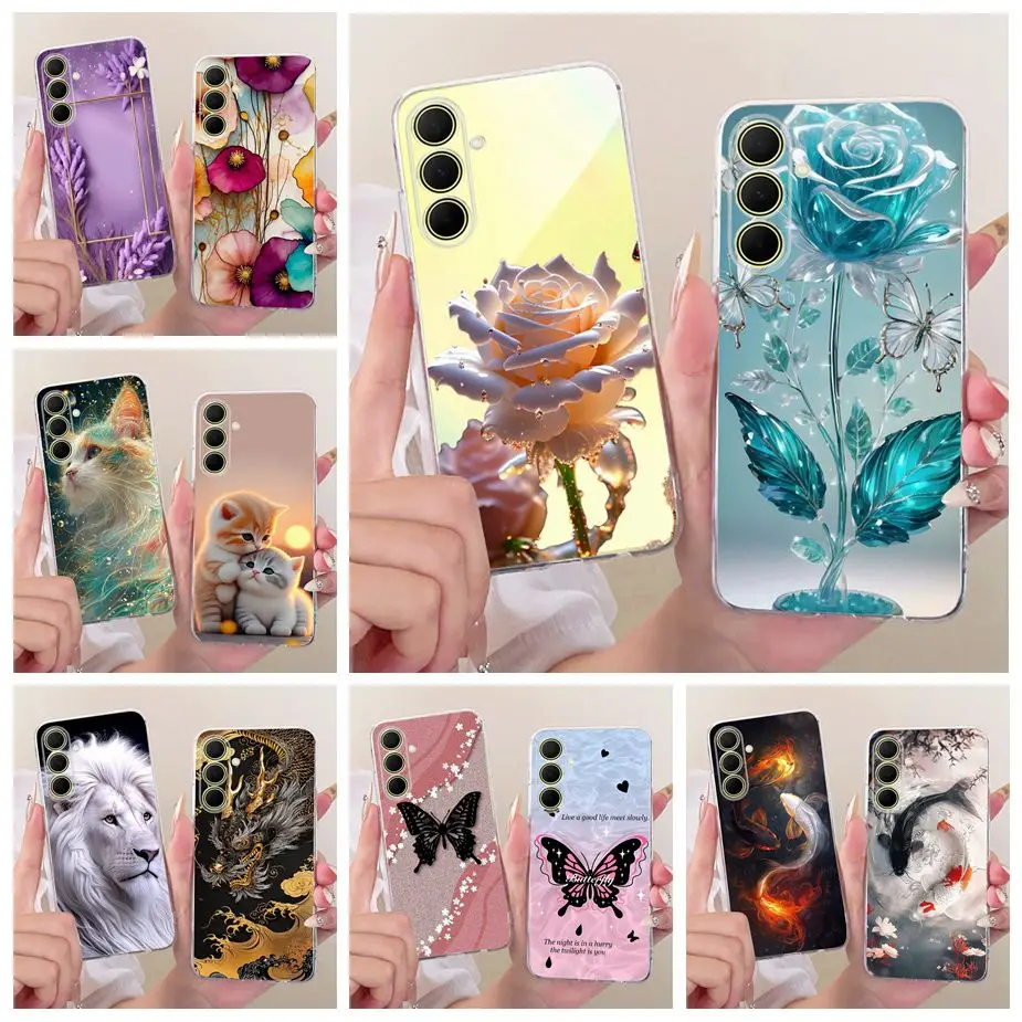 Para Samsung Galaxy A37 5G funda SM-A376B funda pintada de flores de lujo funda de teléfono delgada suave para Samsung A37 A 57 Galaxy A57 5G bolsas