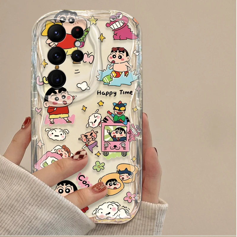 Preciosa funda C-Crayon S-ShinChan 3D Wave para Samsung Galaxy S24 Ultra S23 S22 Plus S21 S20 FE A25 A55 A35 A15 A16 A05 A05S A06 - imagen 4