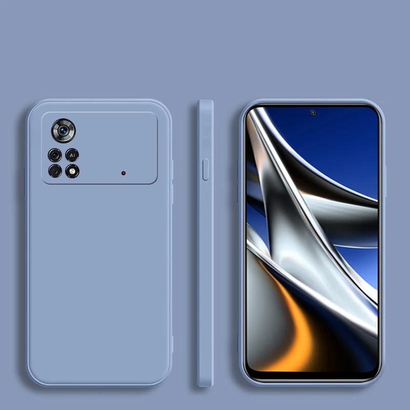 Funda cuadrada de silicona blanda de lujo para Xiaomi Poco X4 M4 Pro, carcasa trasera de protección de cámara de Color sólido - imagen 5