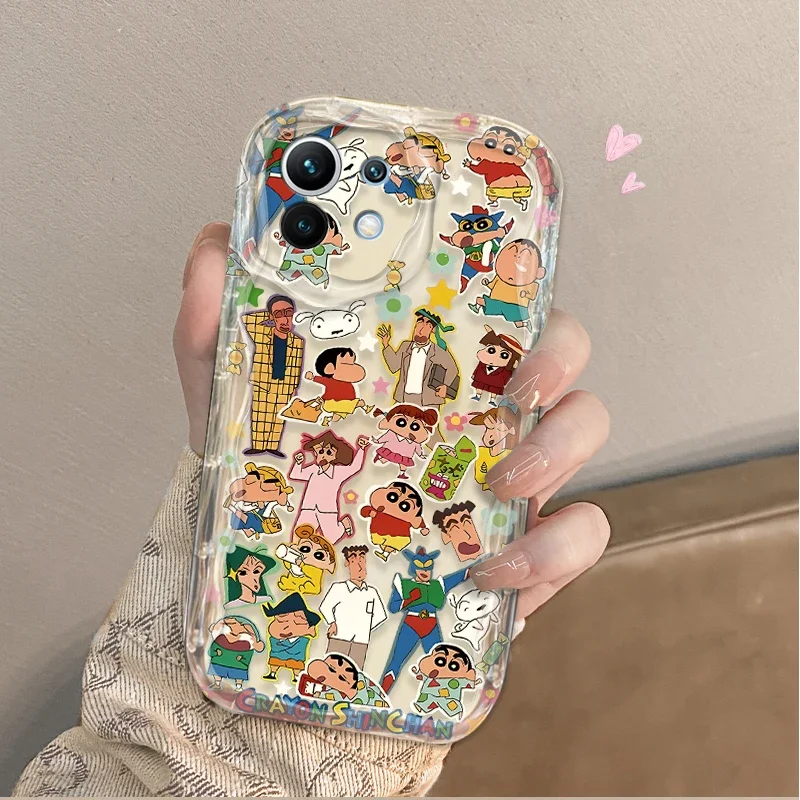 Funda C-Crayon S-ShinChan para Xiaomi Poco X6 X7 X3 X5 F6 F5 NFC F4 F3 M6 Pro 4G Mi 13 12 11 Lite 5G 14 13T 14T Pro C65 C75 M5S