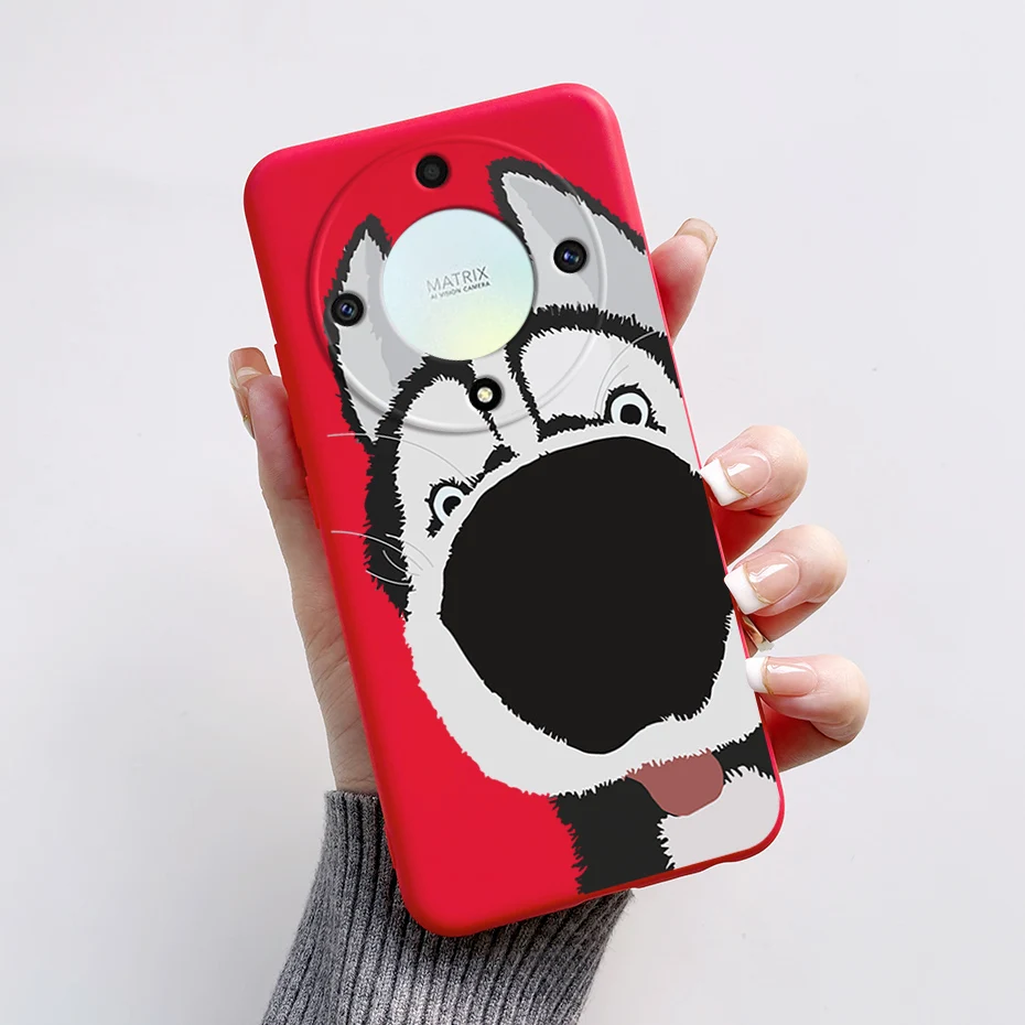 Un teléfono con una celda roja con un perro