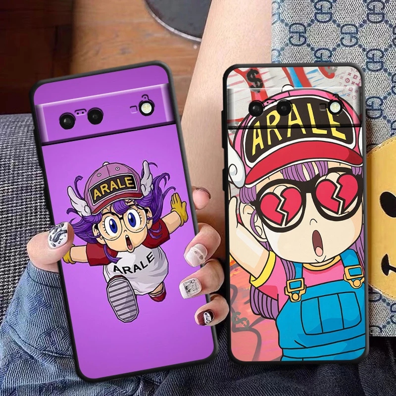 Funda de teléfono Anime Arale para Google Pixel 9 8 7 Pro 6 Pro 6A 5A 5 4 4A XL 5G funda suave negra - imagen 2