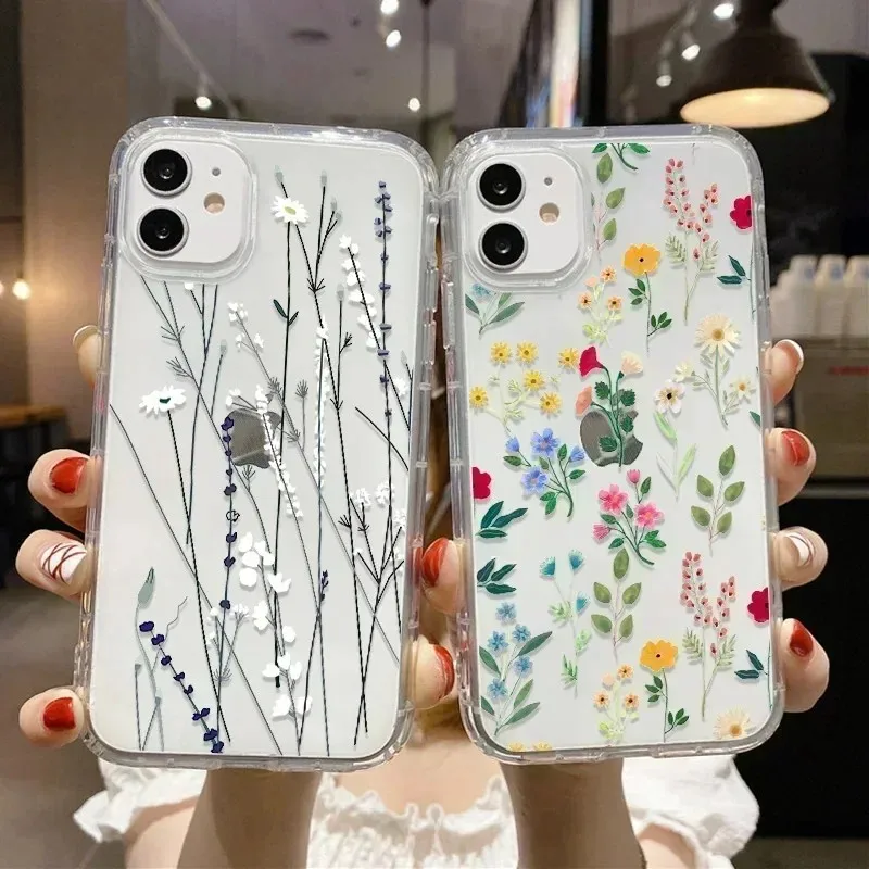 Funda de flores de lujo para iPhone 14 11 13 12 Pro Max XR 6 7 8 Plus X 13 Mini 14promax 13promax Funda de silicona transparente
