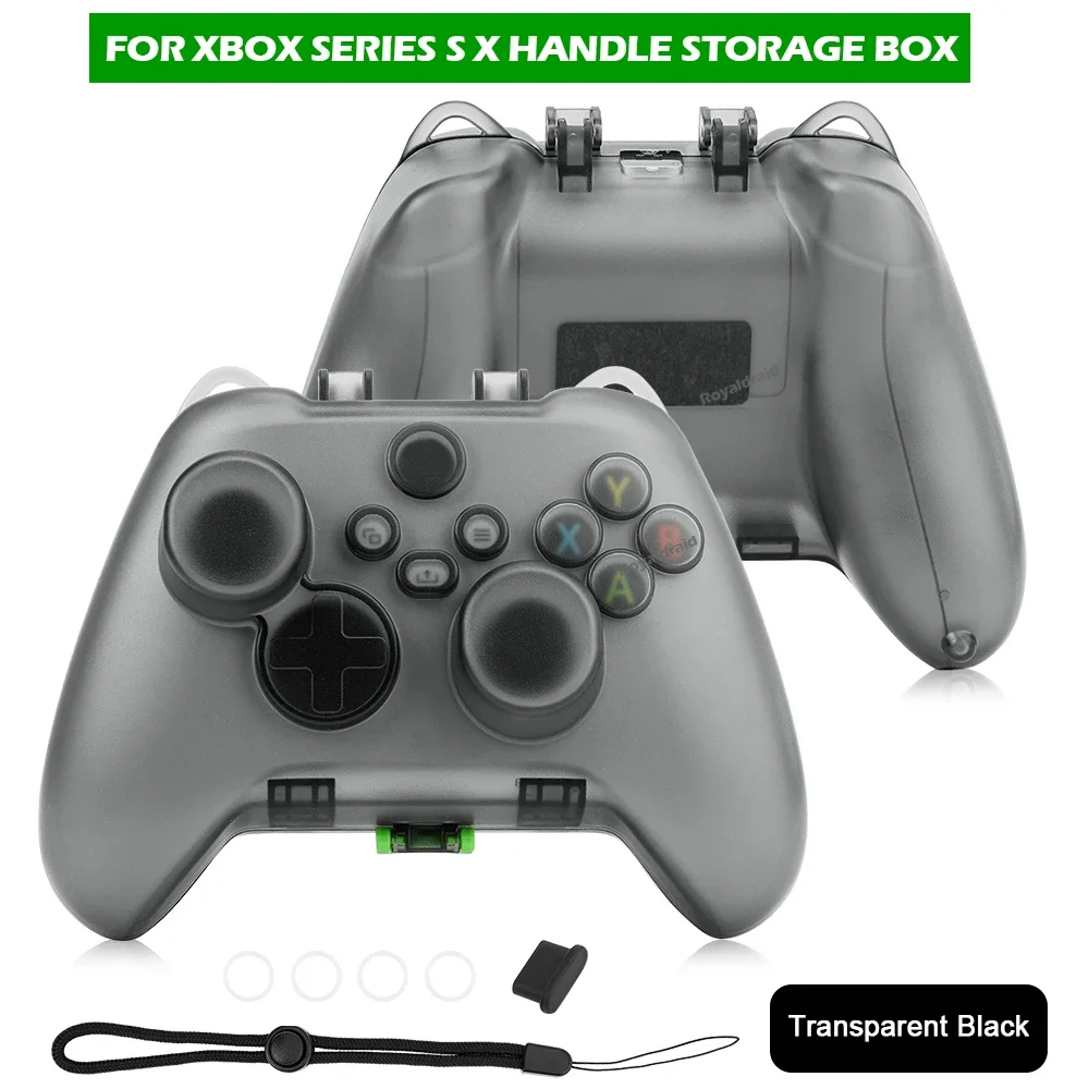 Funda protectora transparente de cristal para mando Xbox Series S X, mango de almacenamiento, caja con puerto de carga
