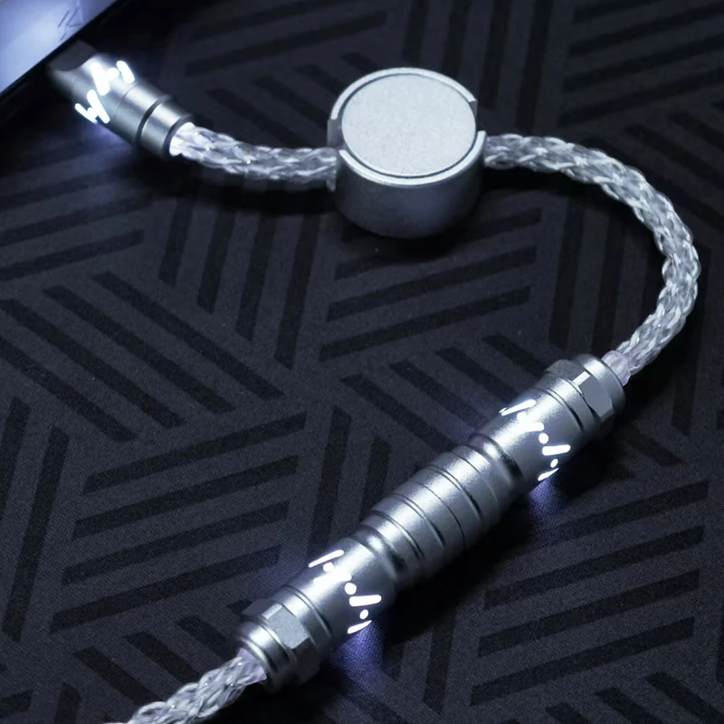 Cable enchufable de aviación Hiomu, Cable de carga de teclado de eje magnético 8K personalizado de cobre de un solo cristal RGB hueco luminoso, 1,5 m - imagen 3