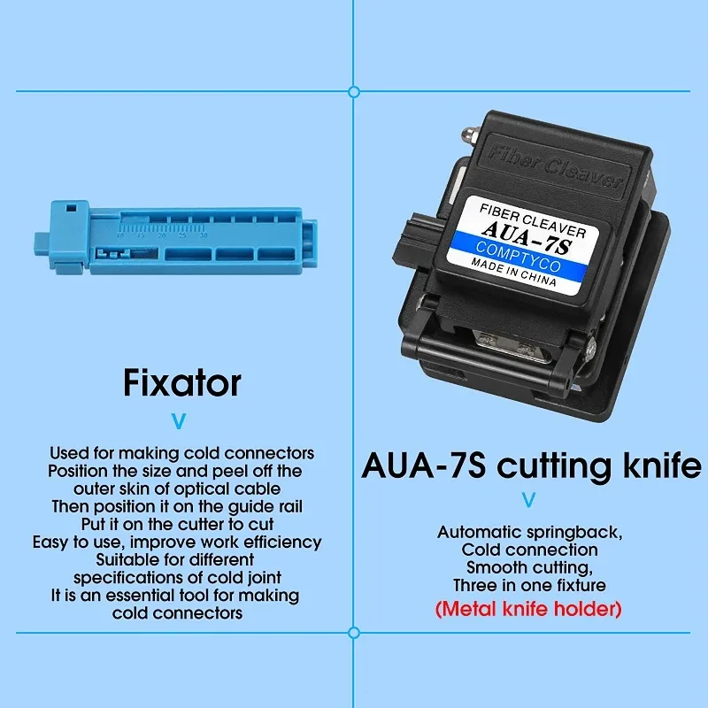 Kit de juntas en frío de fibra óptica de AUA-MC70, Kit de herramientas para cables de cuero, cortador de fibra óptica, alicates de pelado, Kit de fusión en caliente de juntas en frío - imagen 3