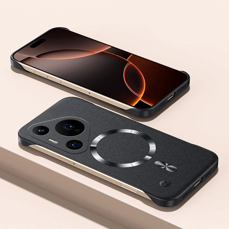 Para Magsafe funda delgada de piedra arenisca sin marco para Huawei P30 P40 P50 P60 Pura 70 80 Pro cubierta dura magnética de carga Ultra inalámbrica