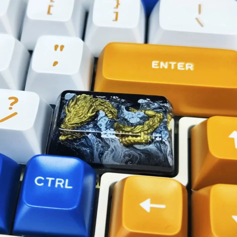 Diseño personalizado dragón dorado negro hecho a mano Keycap Fpr Teclado mecánico resina Keycap regalo de vacaciones para niños - imagen 2
