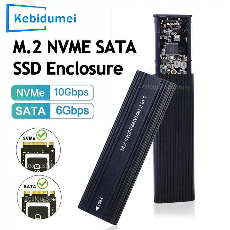 Carcasa M.2 NVME NGFF SATA, carcasa M2 SSD, protocolos duales, adaptador USB 3,1 tipo C SSD, caja de disco duro externo de 10Gbps a NVMe SATA