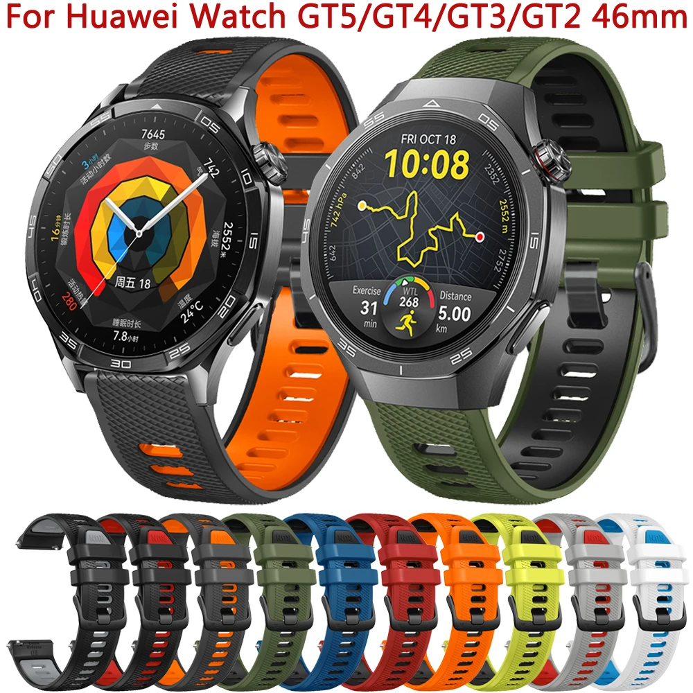 Correa de silicona para Huawei Watch GT 5/4/3/2 Pro, pulsera de 22mm, 46mm, GT5, GT4, GT3, GT2 Pro