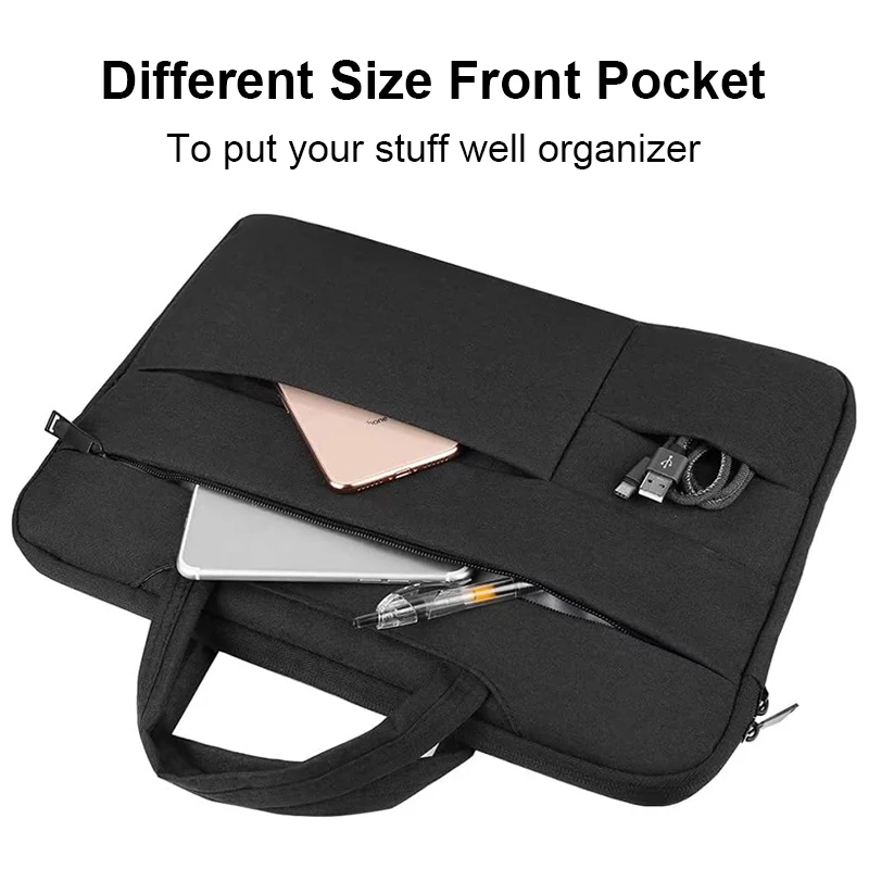 Bolso de mano para ordenador portátil de 13, 14, 15, 15,6 pulgadas para Xiaomi, MacBook Air, ASUS, funda para portátil, accesorio para portátil, maletín para hombre y mujer - imagen 3