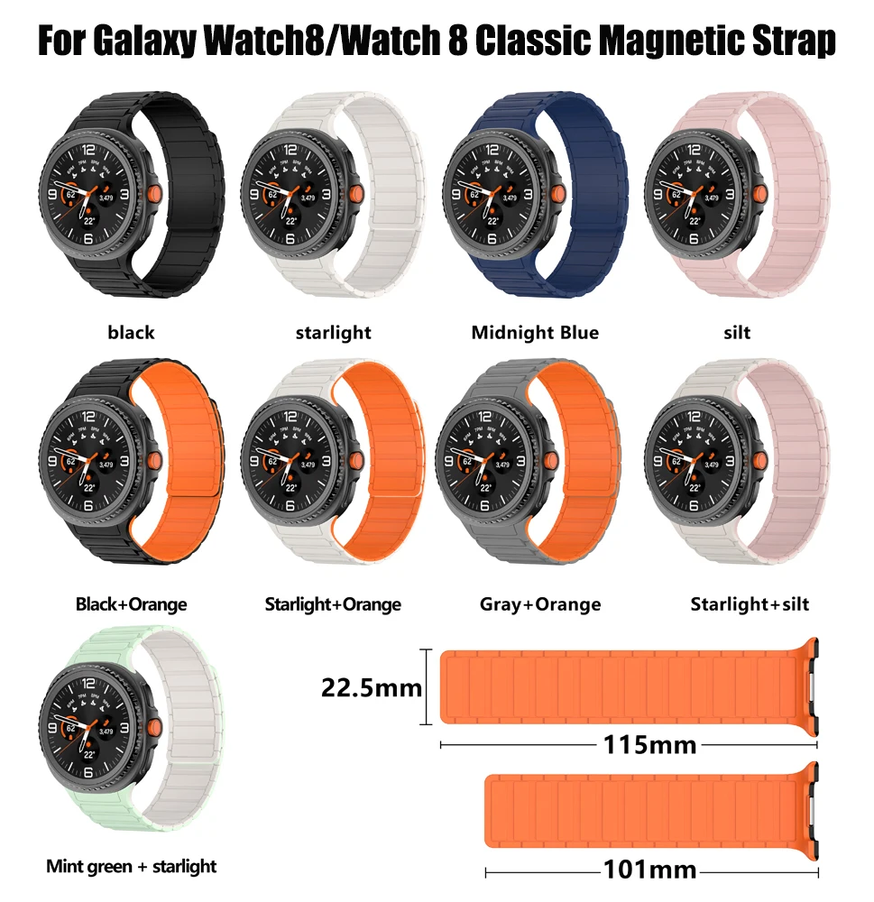 Bucle magnético para Samsung Galaxy Watch 8 Series bandas 40mm 44mm 46mm pulsera de silicona Correa para Galaxy Watch 8/8 Correa clásica - imagen 3