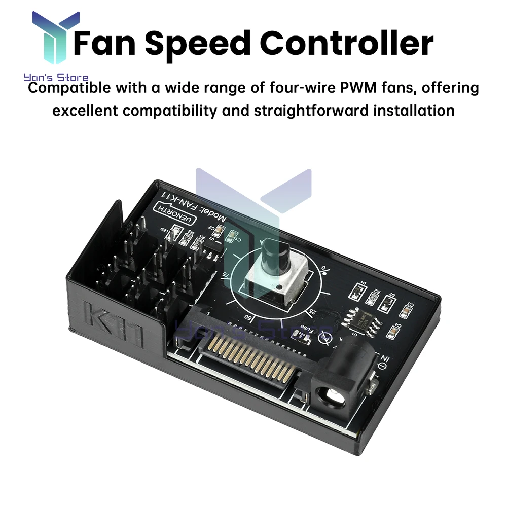Controlador de velocidad del ventilador PWM SATA en regulador de ventilador de 4 pines para servidor NAS regulador de velocidad del ventilador 4 vías 6 vías PWM ventilador HUB Kit electrónico - imagen 3