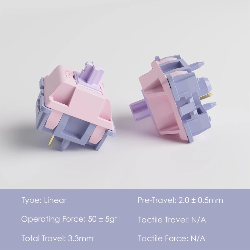 Akko Fairy Switch Interruptor silencioso lineal de 5 pines 50gf compatible con teclado mecánico MX (45 piezas) - imagen 5