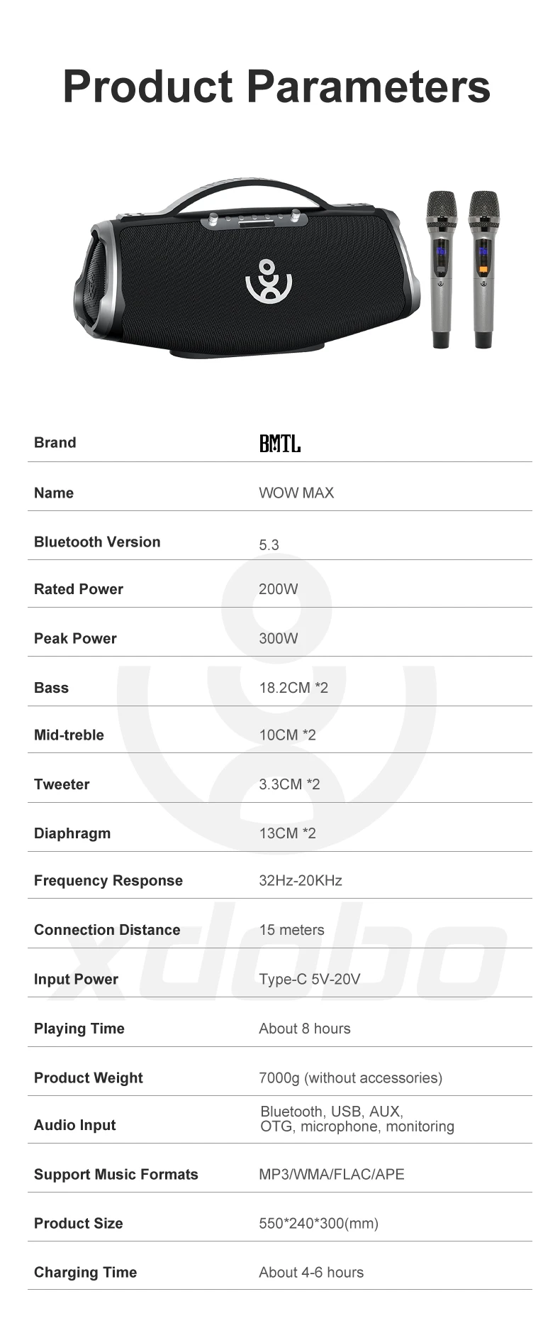 XDOBO Wow Max Professional Sounds System Blue Tooth Speakers Wireless Sub Woofer Portable Speaker Waterproof Stereos Deep Bass