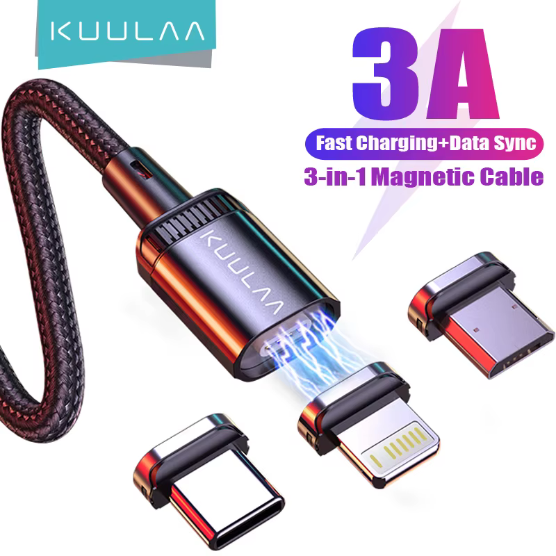 KUULAA Cable Magnético USB-C / Micro USB con LED y Carga Rápida - imagen 4