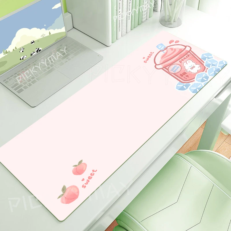 Alfombrillas de ratón Kawaii Milktea, alfombrillas de mesa rosas, alfombrilla de ratón para ordenador, alfombrilla de escritorio grande y bonita de empresa, alfombrillas de ratón grandes para jugadores de 120x55cm - imagen 2