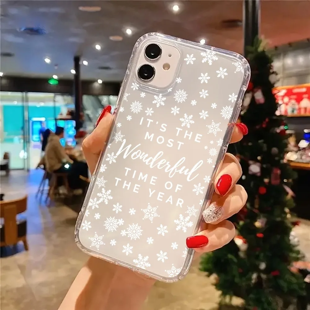 Funda de teléfono transparente estética con bonitos copos de nieve de Navidad para iPhone 17 16 11 12 13 14 15 Pro Max XR XS X 7 8 Plus 17 fundas de aire - imagen 5