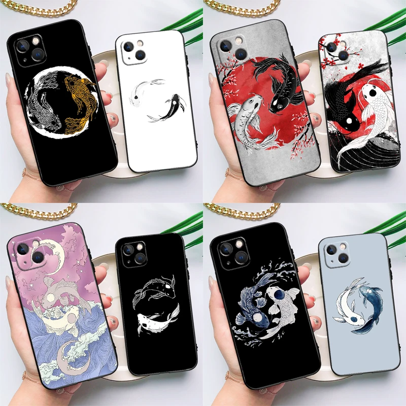 Funda Koi Fish Yin Yang para Huawei Nova 9 10 SE 3i 7i 8i 11i 12i Y60 Y61 Y70 Y72 Y73 Y90 Y91 P20 P30 P40 Lite