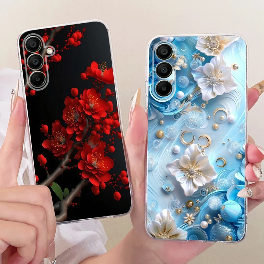 Para Samsung Galaxy A55 funda A15 A25 A35 funda de teléfono pintada con flores coloridas para Samsung A15 A 55 Galaxy A25 A35 funda suave - imagen 5