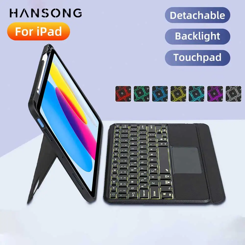 Funda con teclado retroiluminado inalámbrico magnético desmontable para ipad 10. a generación 11a A16 10,9 Air4 Air5 Pro 12,9 Pro 11 Air 11 13 M3 M4