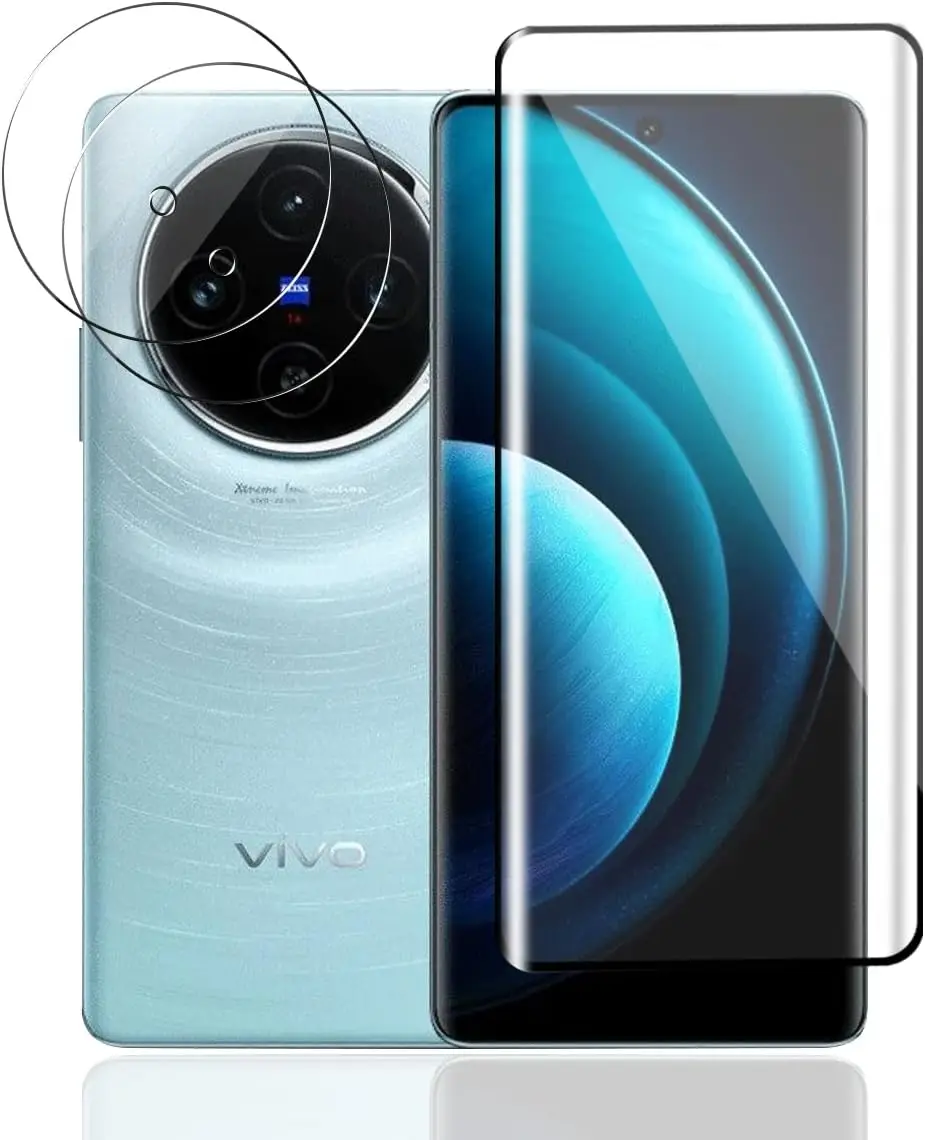 Protector de pantalla de vidrio templado curvado 3D 9H para VIVO X100 Ultra X100S X200 Pro Mini Protector de lente de cámara suave - imagen 2