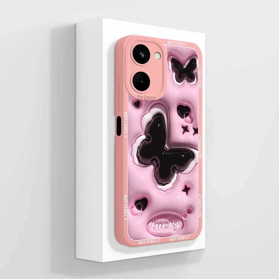 Para Realme 10 Pro Plus 10S funda de teléfono mariposa Rosa suave silicona líquida cubierta anticaída para Realme10 carcasa de teléfono ligera - imagen 5