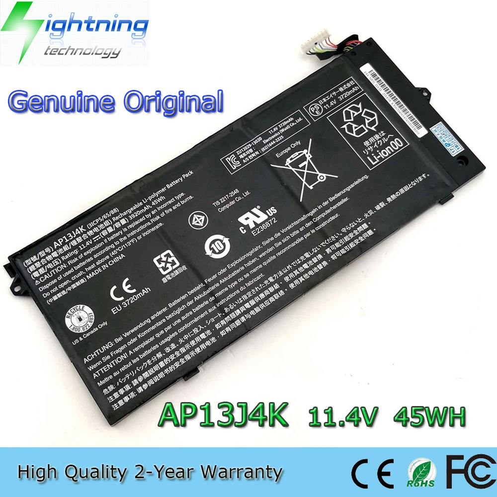 Batería AP13J4K Original para ordenador portátil, 11,4 V, 45Wh, para Acer Chromebook C720, C720P, C740, C720-2844, AP13J3K, novedad