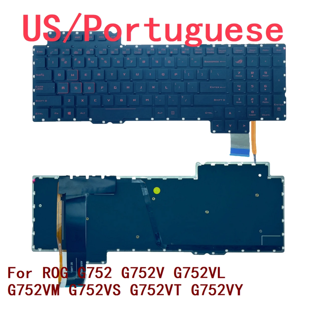 Nuevo teclado retroiluminado para ordenador portátil portugués de EE. UU. para ASUS ROG G752 G752V G752VL G752VM G752VS G752VT G752VY Notebook reemplazo de PC