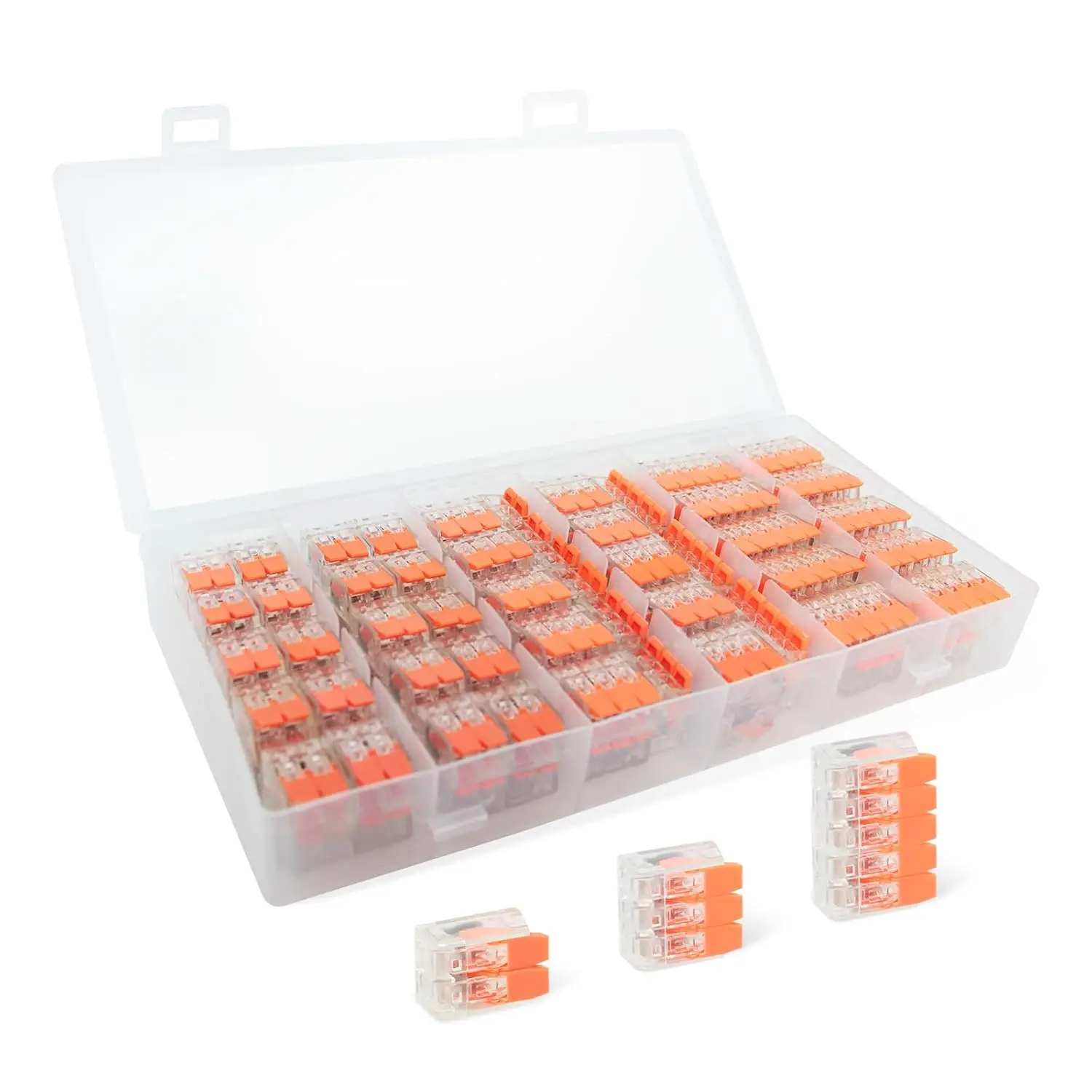 Kit de conectores de cable de palanca, 90 Uds., empalme compacto transparente, conectores eléctricos de conducción 2/3/5 push-in para fácil cableado