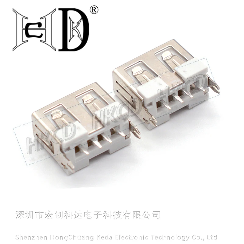 5 uds cuerpo corto USB inserción directa vertical A-hembra AF 10,0 H 180 grados pegamento blanco 2,0 interfaz USB conector DIY