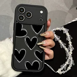 Funda iPhone suave Cordón Antigolpes Corazón Negro
