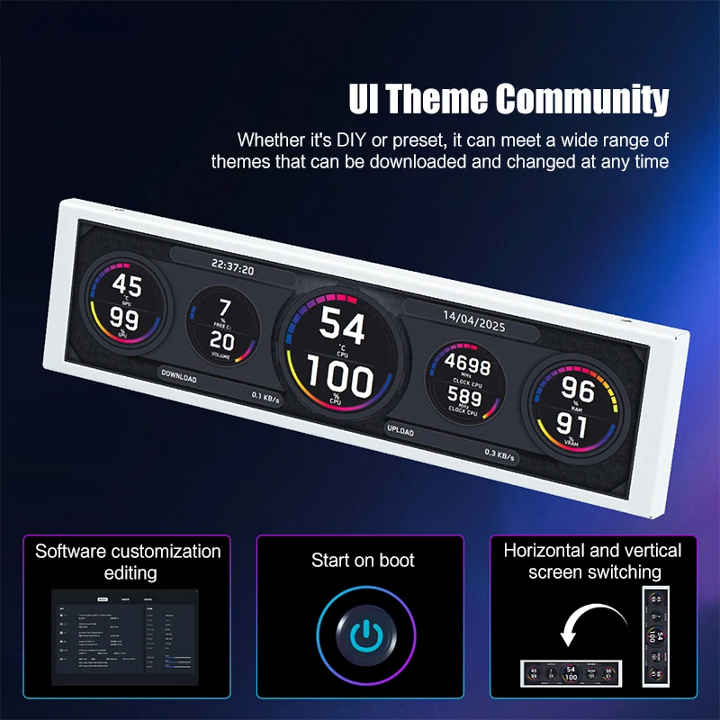 Pantalla secundaria USB de 9,2 pulgadas para chasis de computadora pantalla LCD 1920*462 un USB conectado CPU RAM GPU HDD Monitor meteorológico - imagen 4