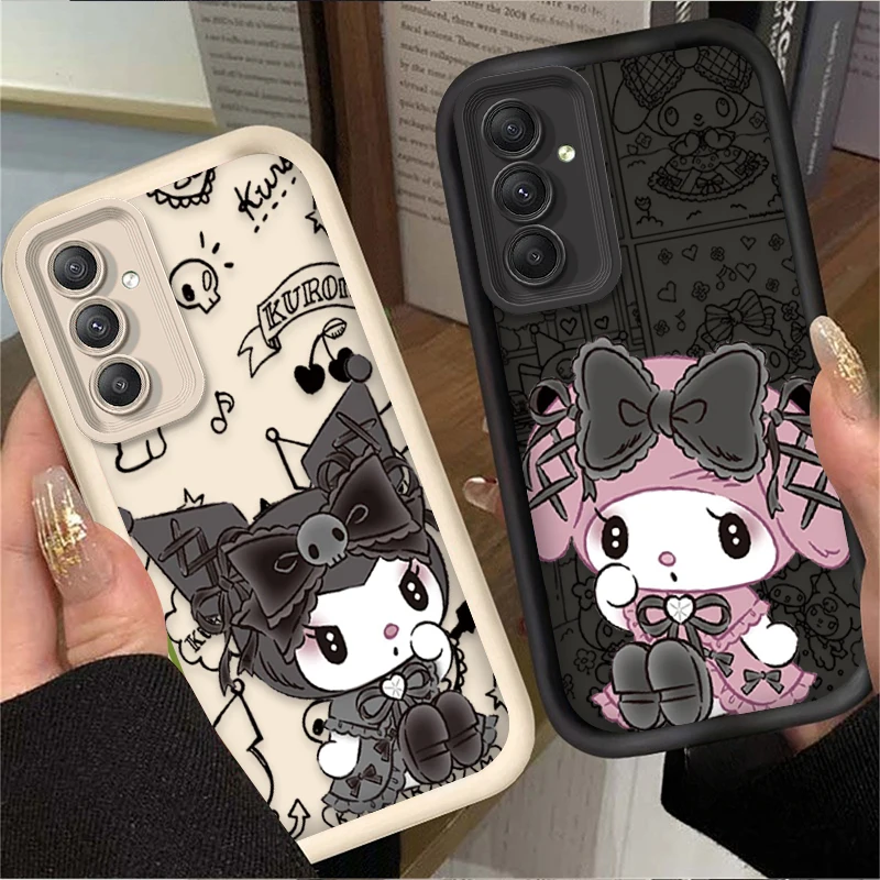 Sanrio k-kuromi Melody Case para Samsung Galaxy, A55, A35, A25, A15, A05, A05S, A24, A13, A23, A12, A22, A32, A52, A52S, A72, A11, Capa a prueba de golpes